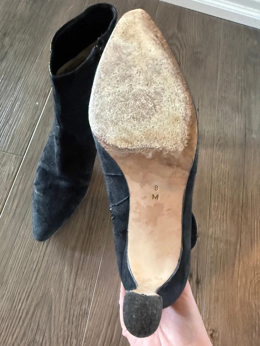 Bally Suede Vintage Medallion Chain Pointed Toe Heel Boots Size 8